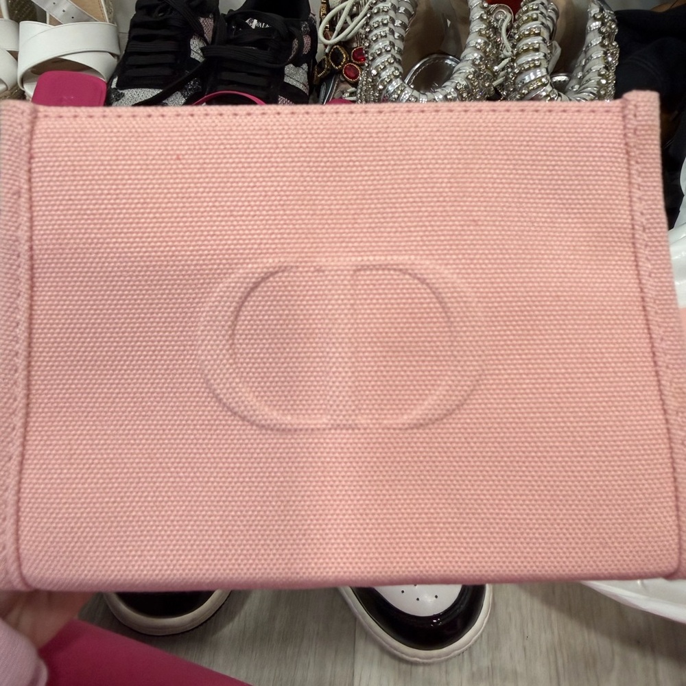 Dior Soft Pink Canvas Clutch